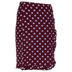 PRADA brown & lilac silk POLKA DOT Knee-Length Skirt 38 XS