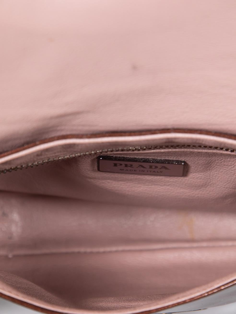 Prada Brown Metallic Patent Tassel Detail Bag 2