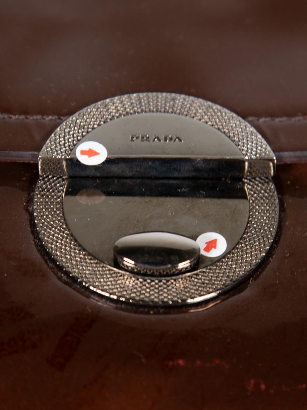 Prada Brown Metallic Patent Tassel Detail Bag 3