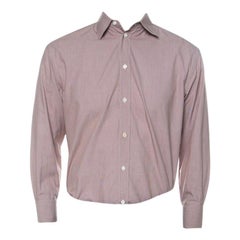 Prada Brown Micro Houndstooth Cotton Long Sleeve Shirt S