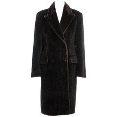 Prada brown mohair double-breasted coat, fw 1997