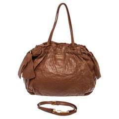 Prada Brown Nappa Antique Leather Bow 2Way Bag
