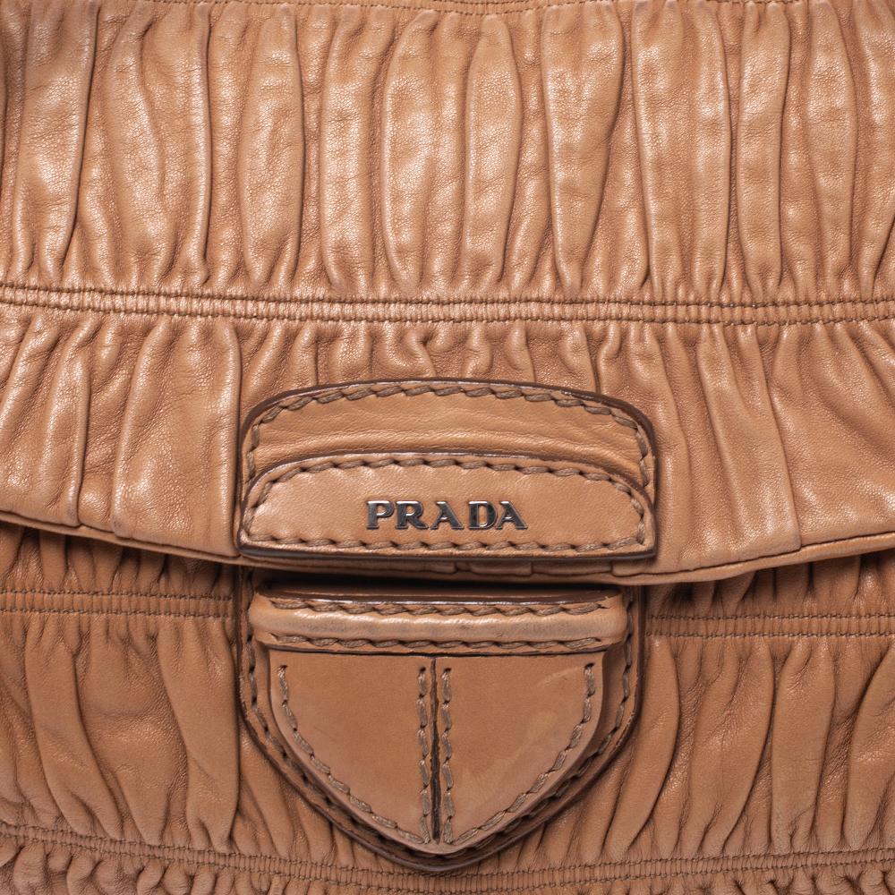 Prada Brown Nappa Gaufre Leather Flap Shoulder Bag 3