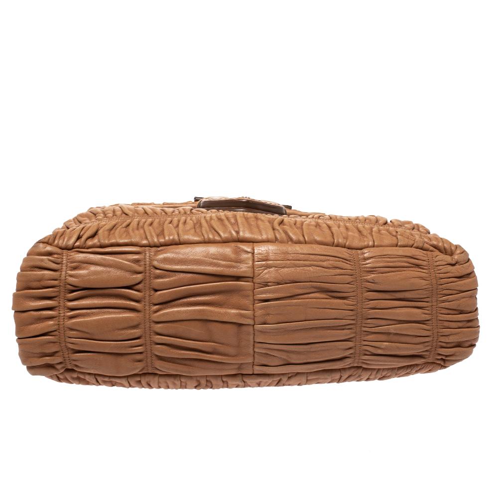 Prada Brown Nappa Gaufre Leather Flap Shoulder Bag 2