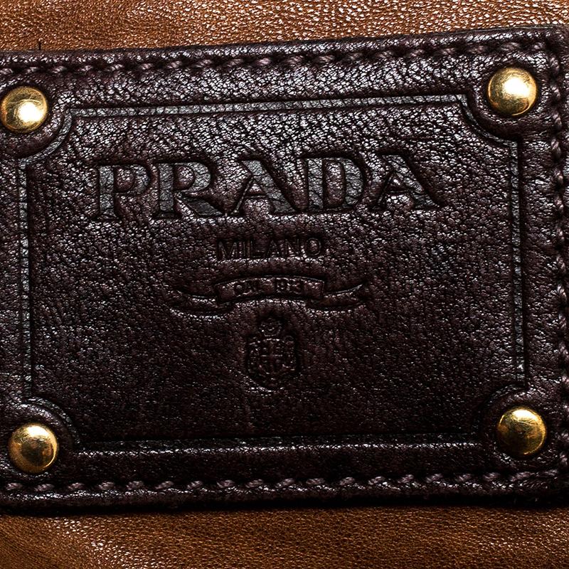 Prada Brown Nappa Leather Studded Antik Tote 5