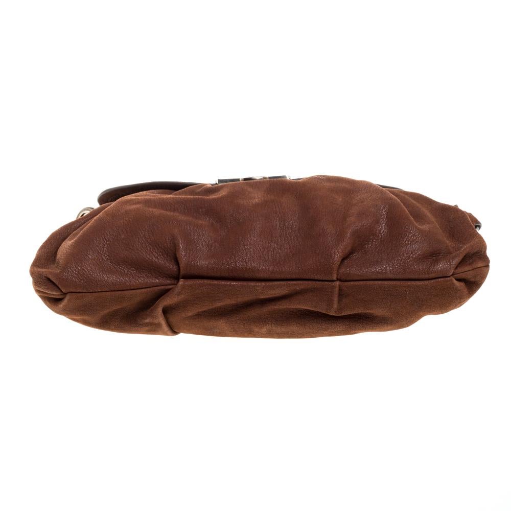 Black Prada Brown Nubuck Baguette Bag