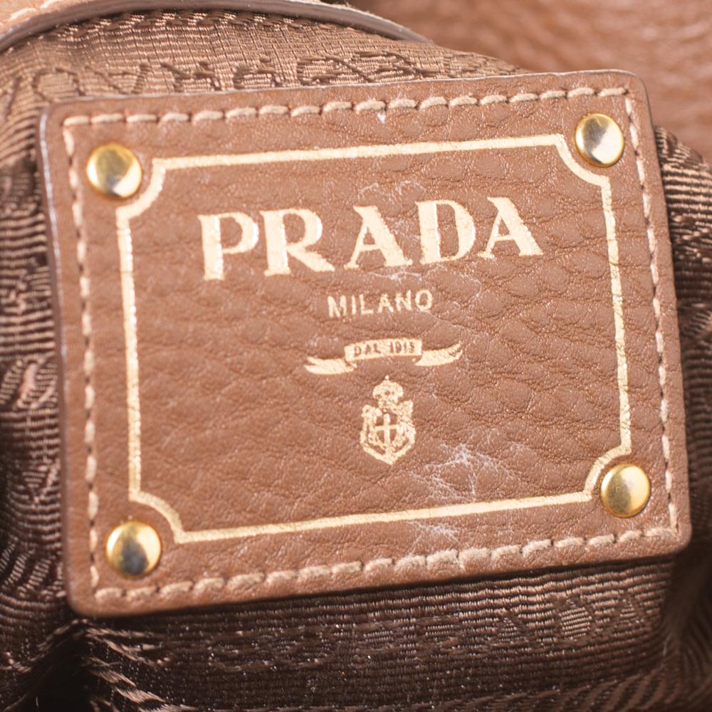 Women's Prada Brown Nylon and Leather Buckle Tote