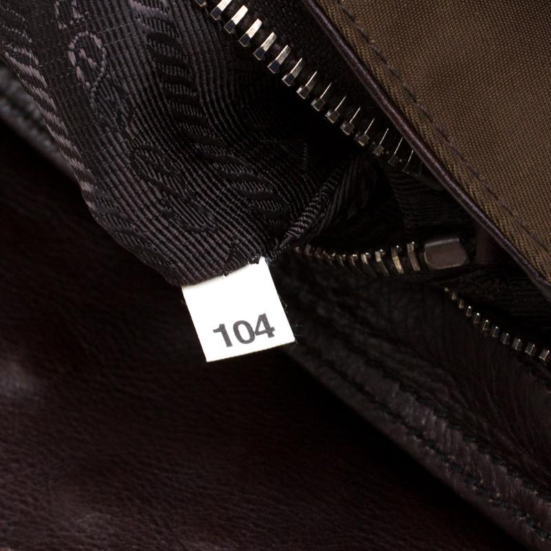 Prada Brown Nylon and Leather Studded Shoulder Bag 1