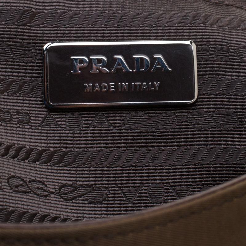 Prada Brown Nylon and Leather Studded Shoulder Bag 2