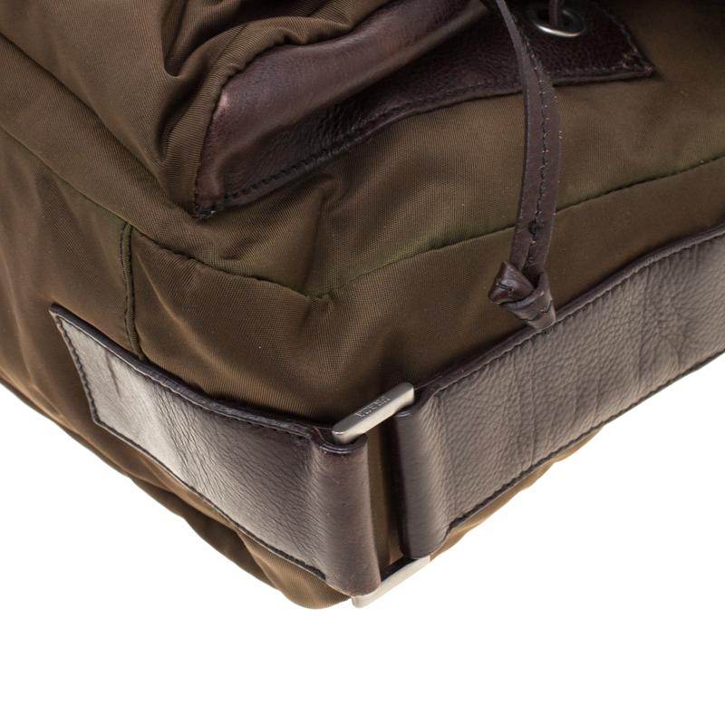Prada Brown Nylon and Leather Studded Shoulder Bag 4