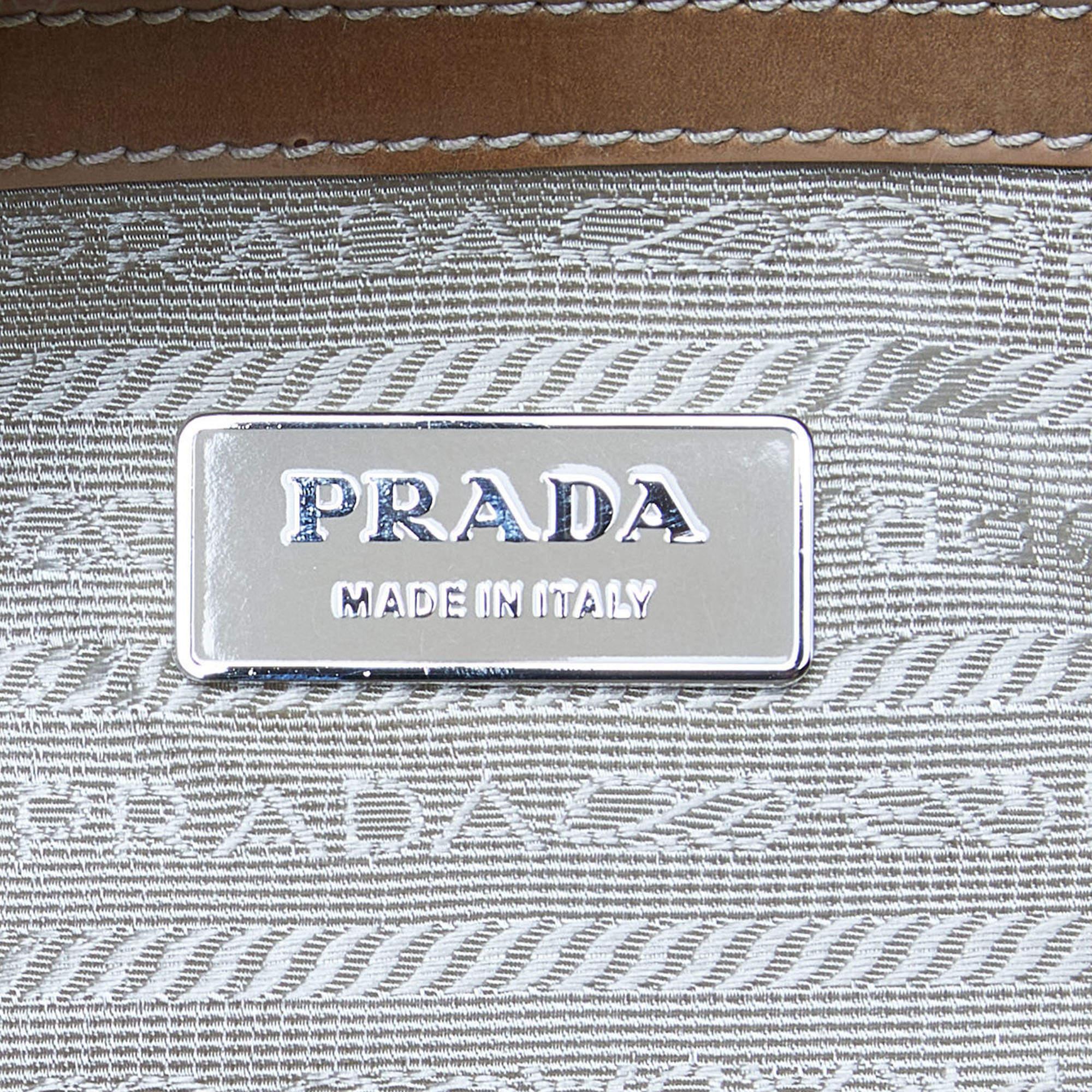 Prada Brown Nylon and Leather Zip Satchel 1
