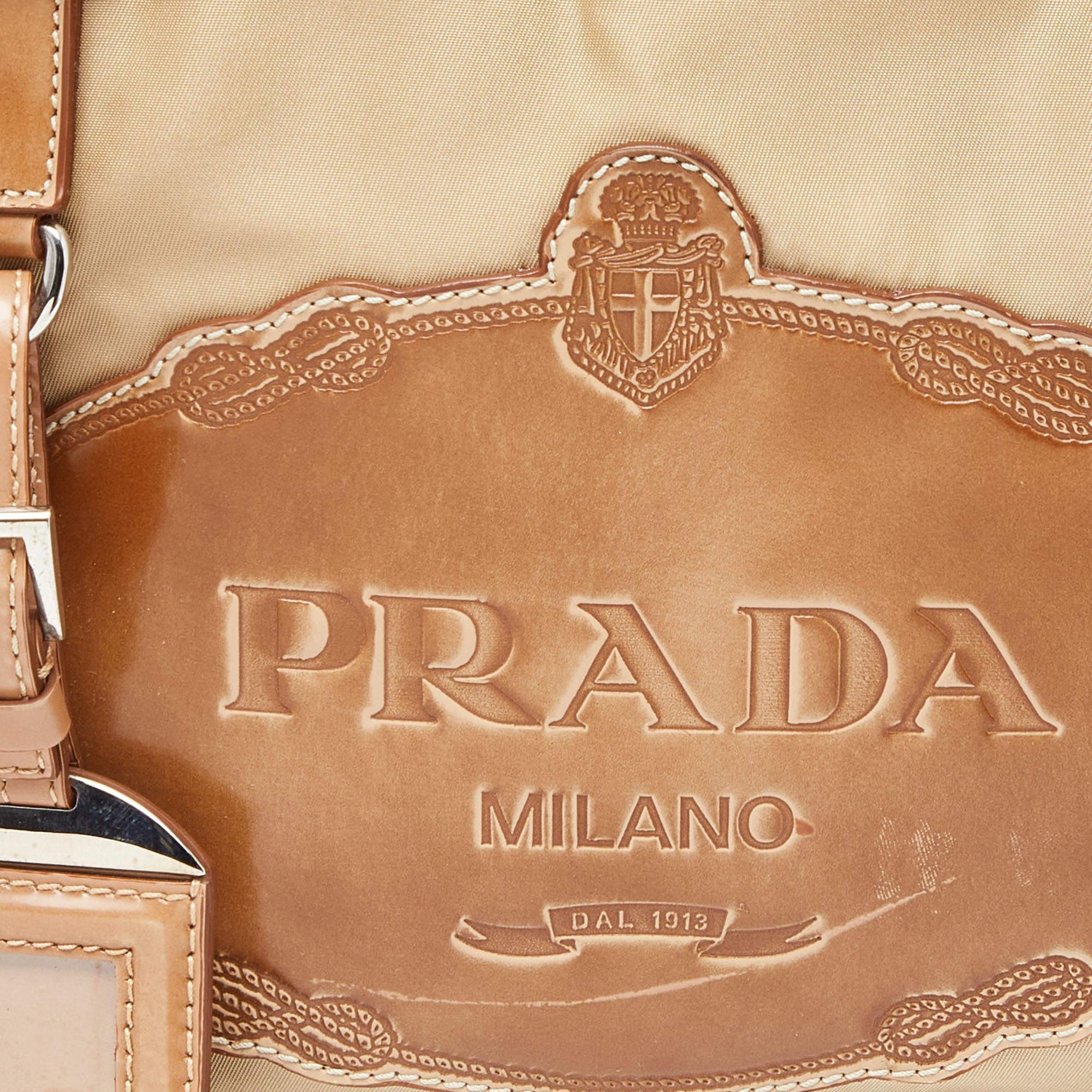 Prada Brown Nylon and Leather Zip Satchel 5