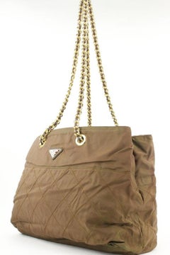 Prada Brown Nylon Chain Tote bag 21pr114