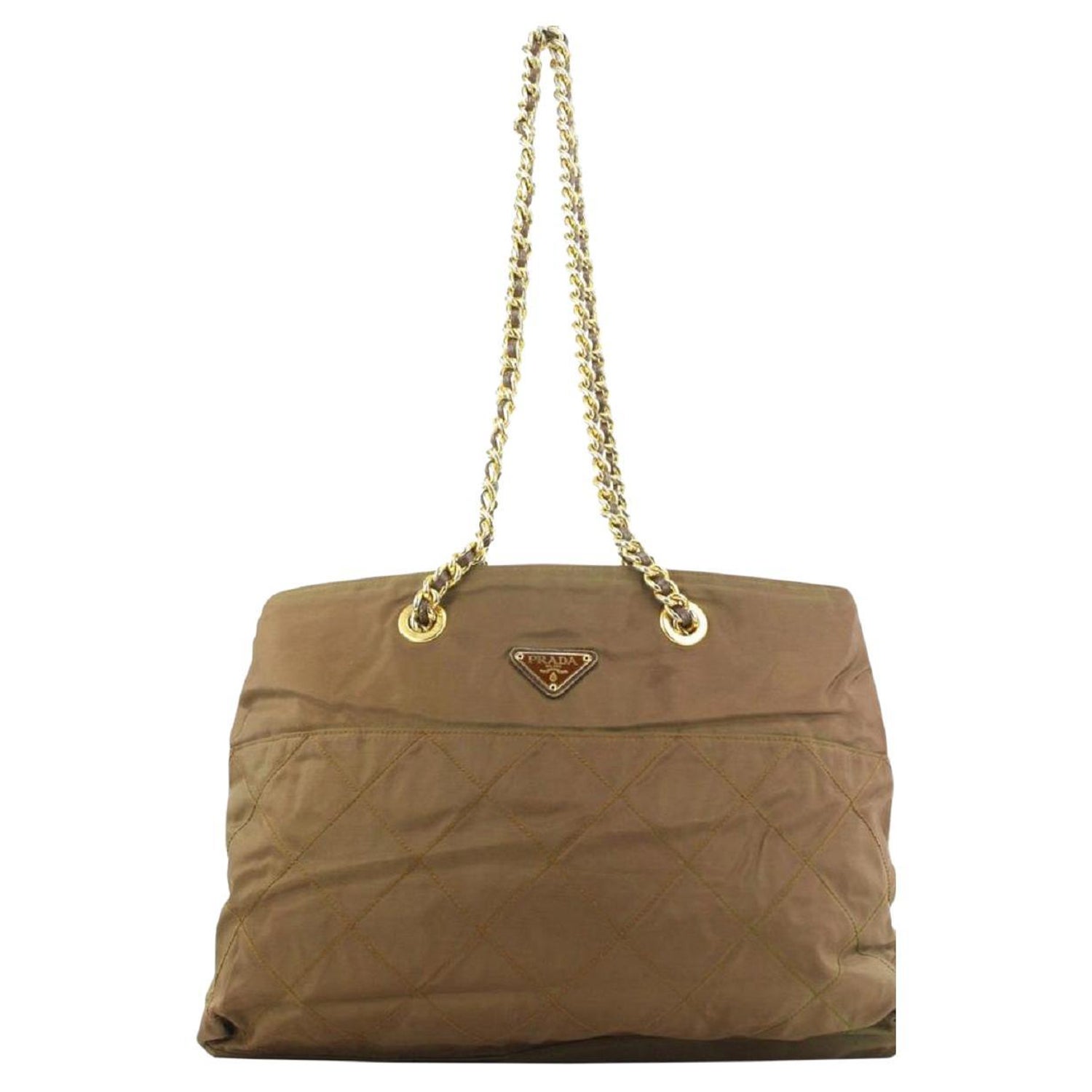 PRADA Plastic Chain Shoulder Bag Brown Authentic 
