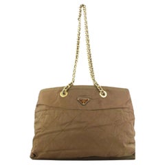 Prada Brown Nylon Chain Tote bag 21pr114