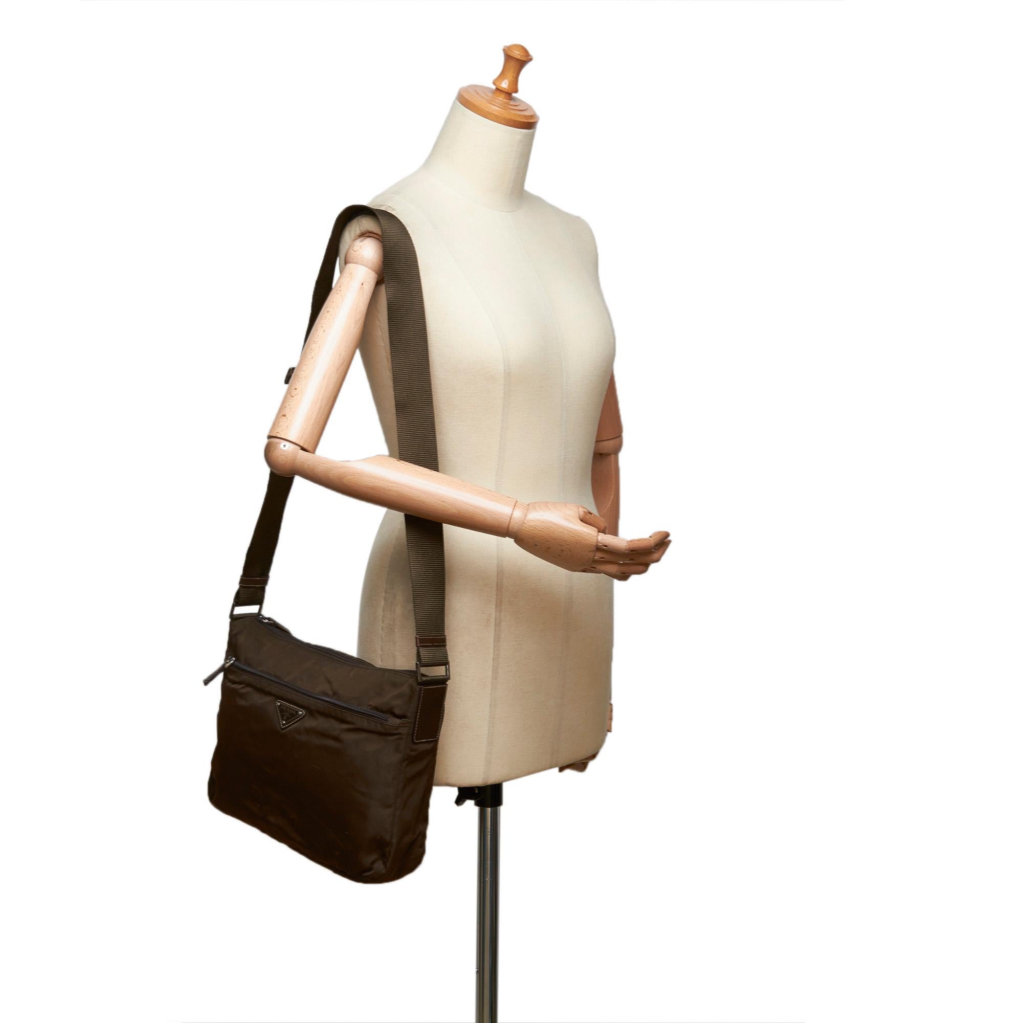 Prada Brown Nylon Crossbody Bag For Sale 5