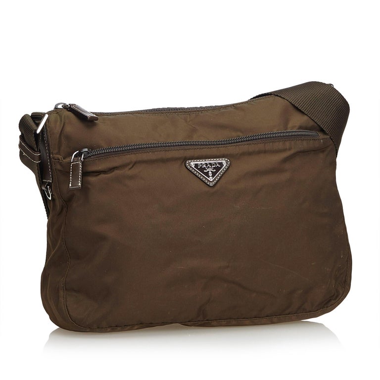 Prada Brown Nylon Crossbody Bag For Sale at 1stDibs | prada brown nylon bag