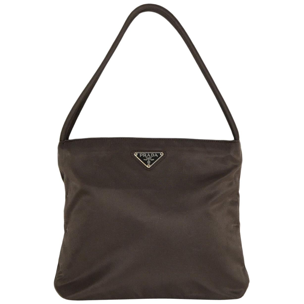 Prada Brown Nylon Double Strap Shoulder Bag