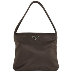 Prada Brown Nylon Double Strap Shoulder Bag