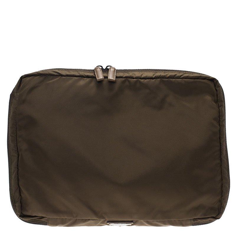 Prada Brown Nylon Laptop Case