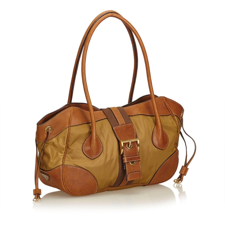 Prada Brown Nylon Shoulder Bag at 1stDibs