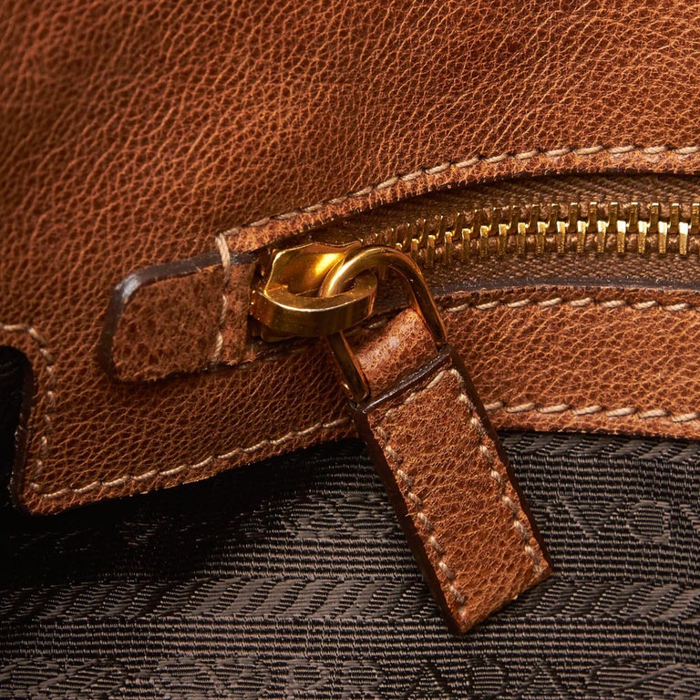 Prada Brown Nylon Shoulder Bag For Sale 3