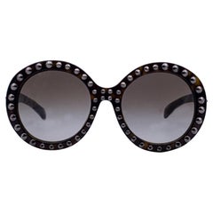 Prada Brown Oversized SPR29Q Sunglasses with Studs 56/21 140mm