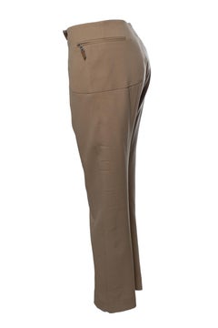 Prada, brauner Pantalon mit Leder-Klettverschluss