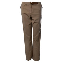 Prada, brauner Pantalon mit Leder-Klettverschluss