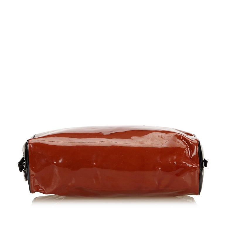 Prada Brown Patent Leather Handbag For Sale at 1stDibs