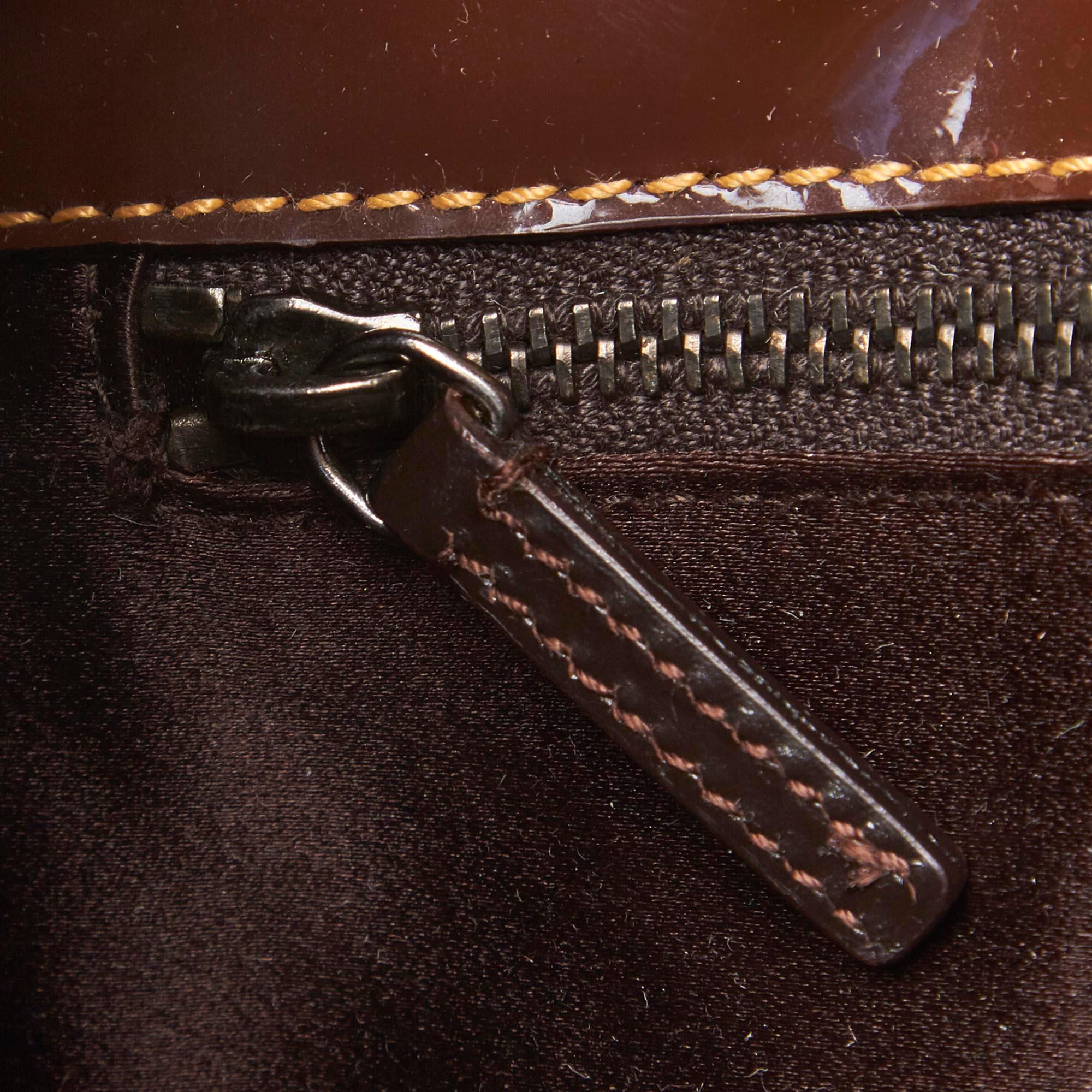 Women's Prada Brown Patent Leather Hobo Bag