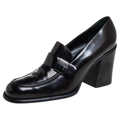 Prada Brown Patent Leather Loafer Pumps Size 40