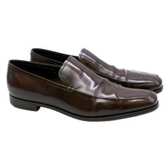 Prada Brown Patent Leather Moccasin Loafers 8