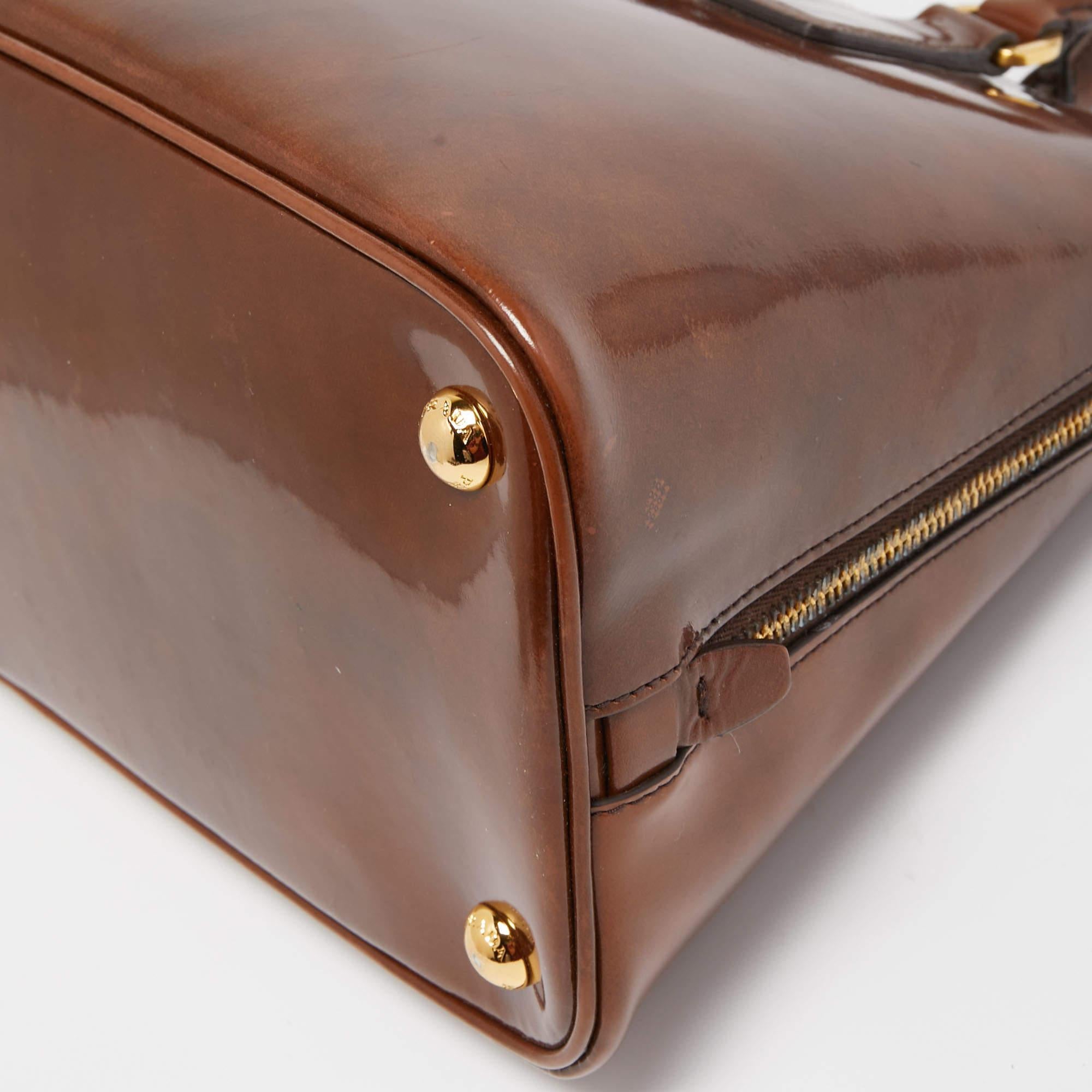Prada Brown Patent Leather Promenade Satchel 6
