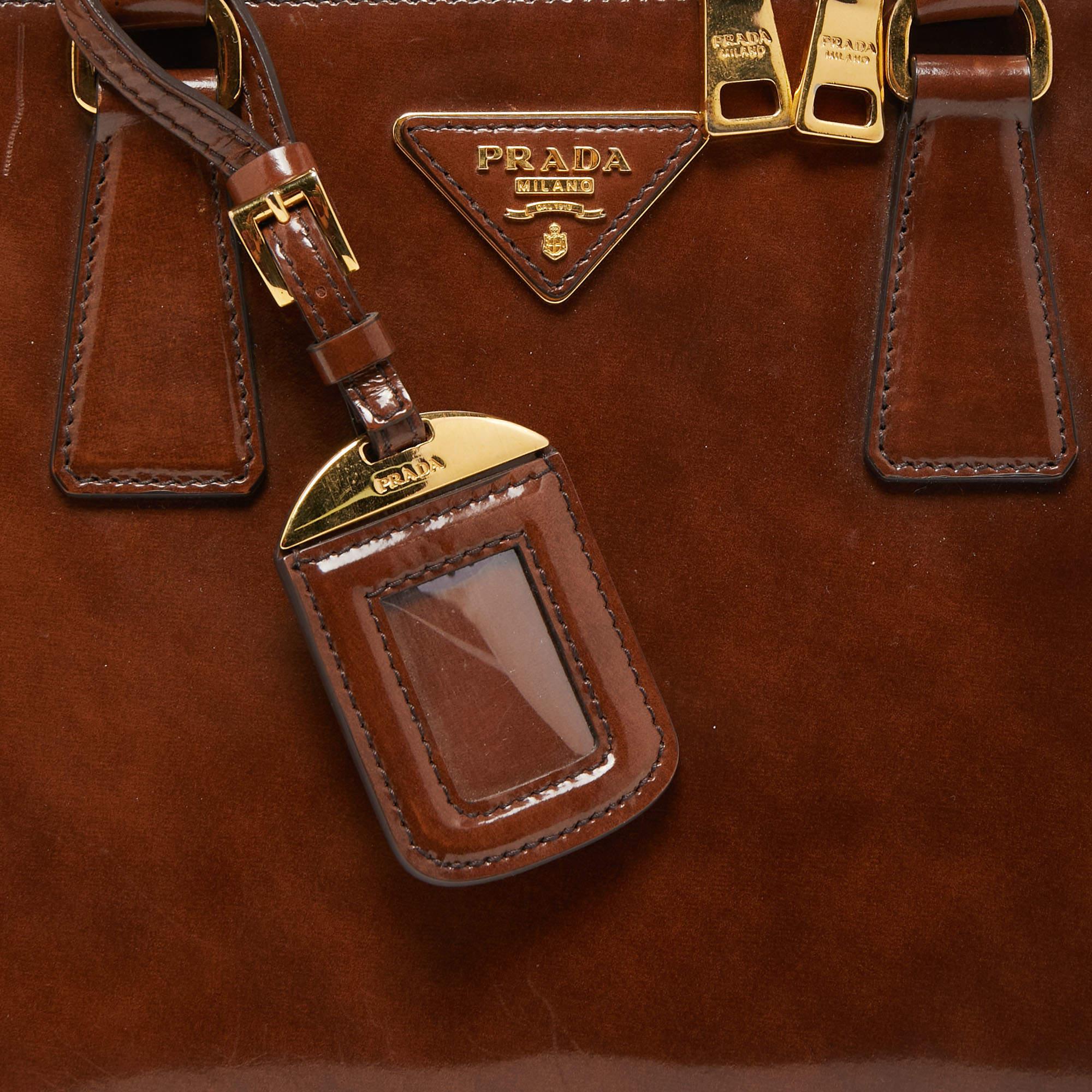 Prada Brown Patent Leather Promenade Satchel 1