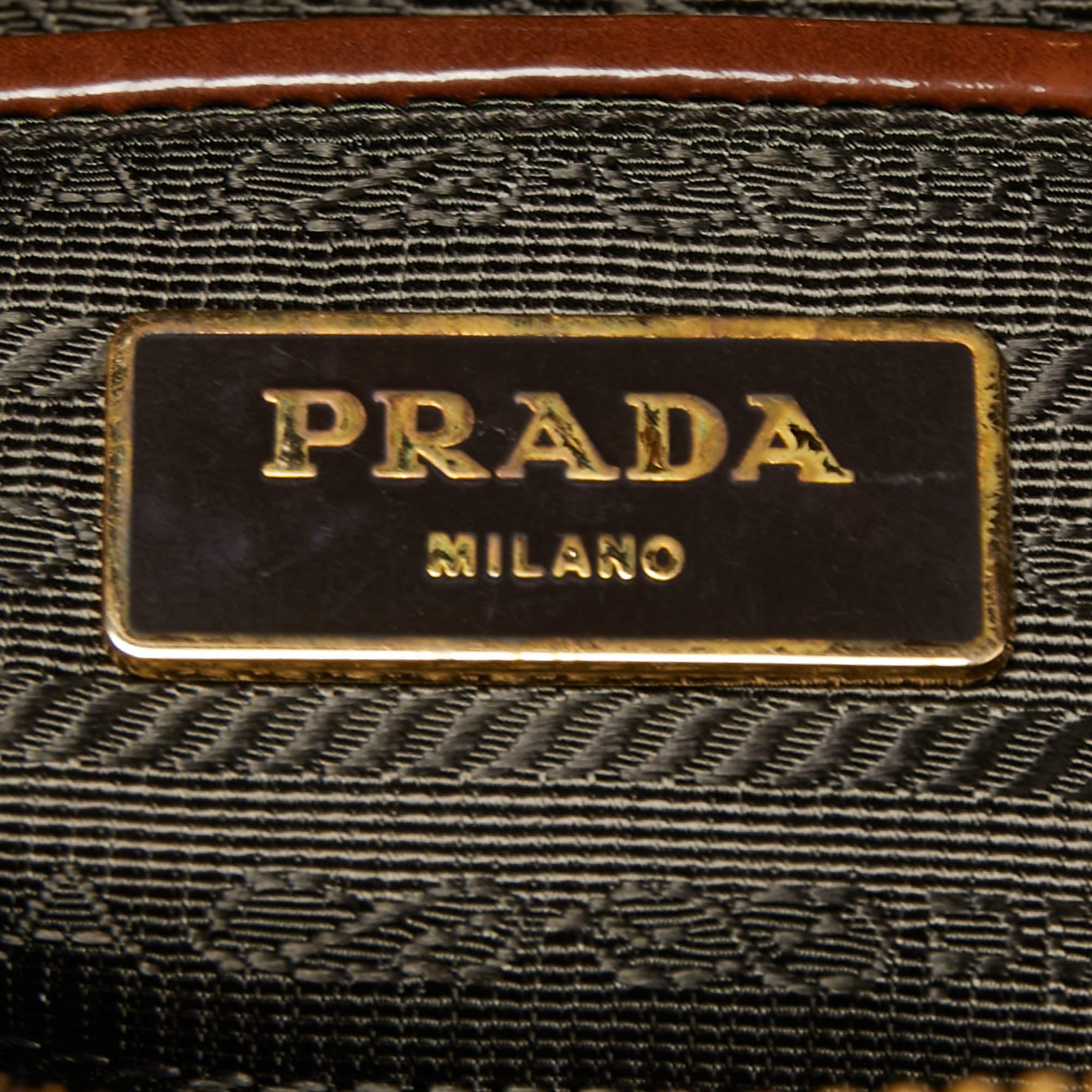 Prada Brown Patent Leather Promenade Satchel 2