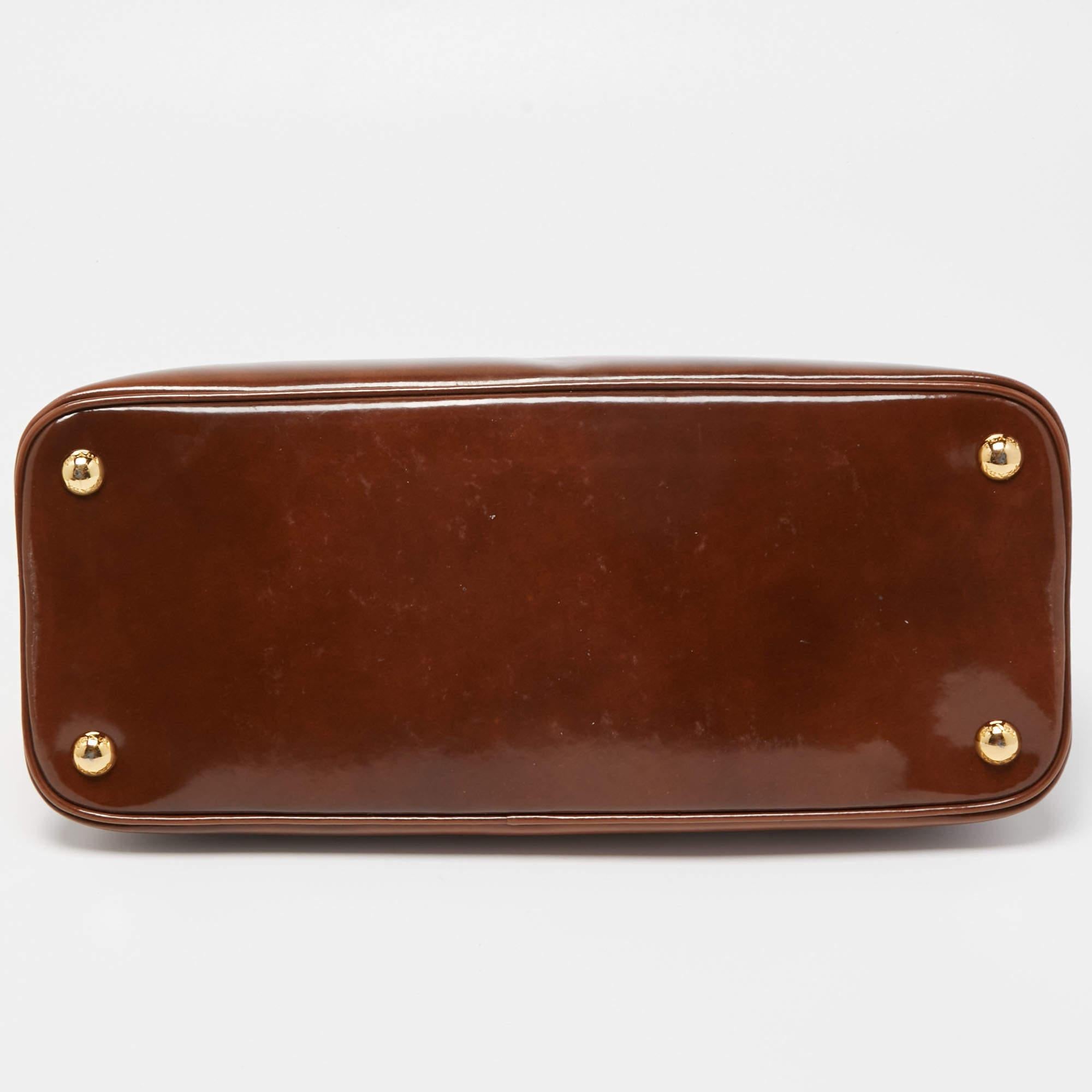 Prada Brown Patent Leather Promenade Satchel 5