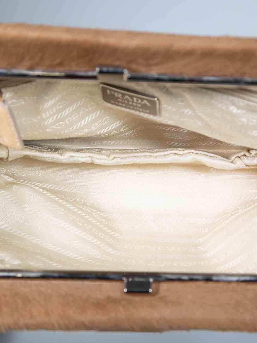 Prada Brown Ponyhair Logo Plaque Top Handle Bag For Sale 1