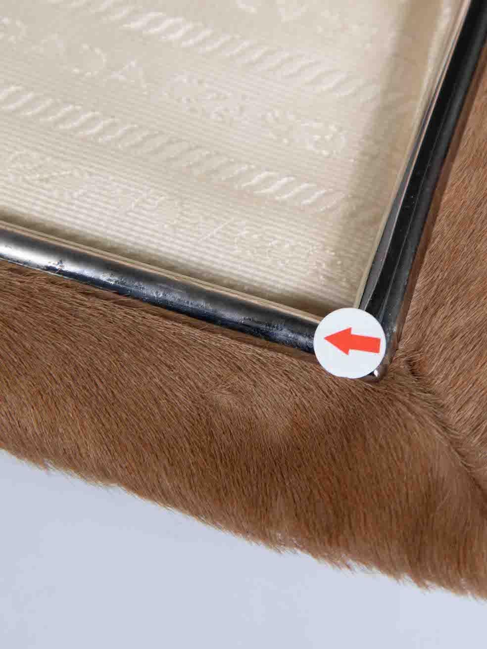 Prada Brown Ponyhair Logo Plaque Top Handle Bag For Sale 2