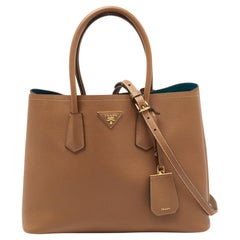 Prada Brown Saffiano Cuir Large Double Handle Tote