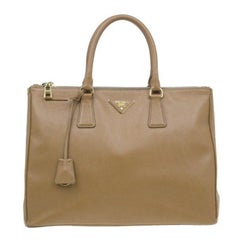 Prada Brown Saffiano Large Lux Double-Zip Tote