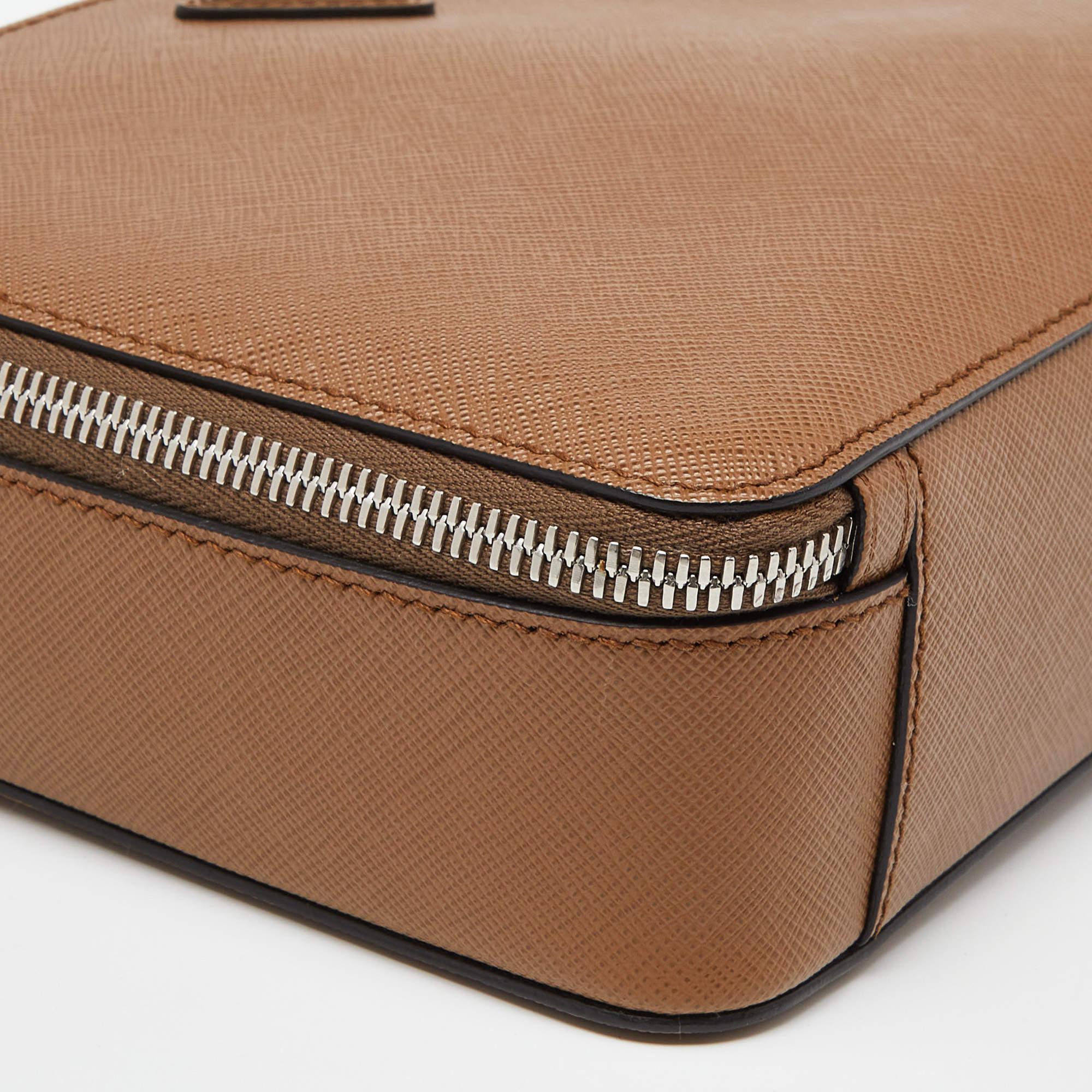 Prada Brown Saffiano Leather Brique Messenger Bag 4