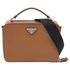 Prada Brown Saffiano Leder Brique Messenger Bag