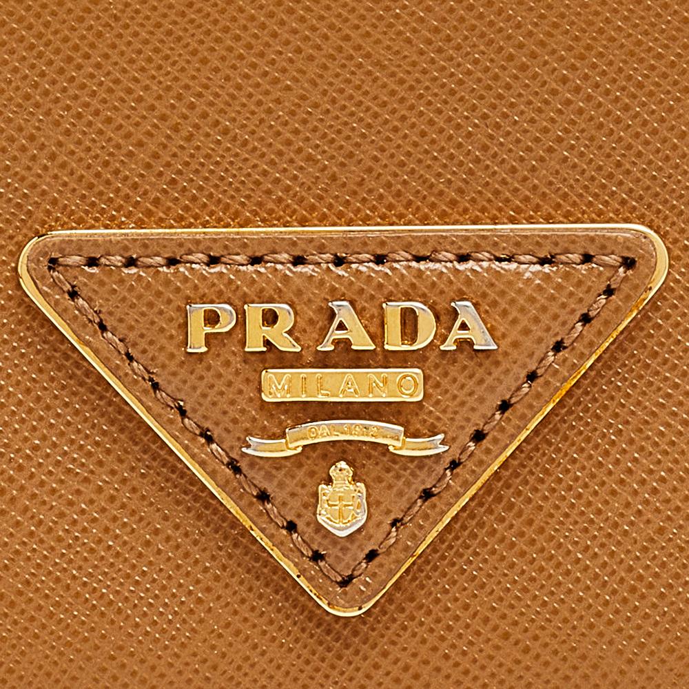 Prada Brown Saffiano Leather Flap Continental Wallet 1
