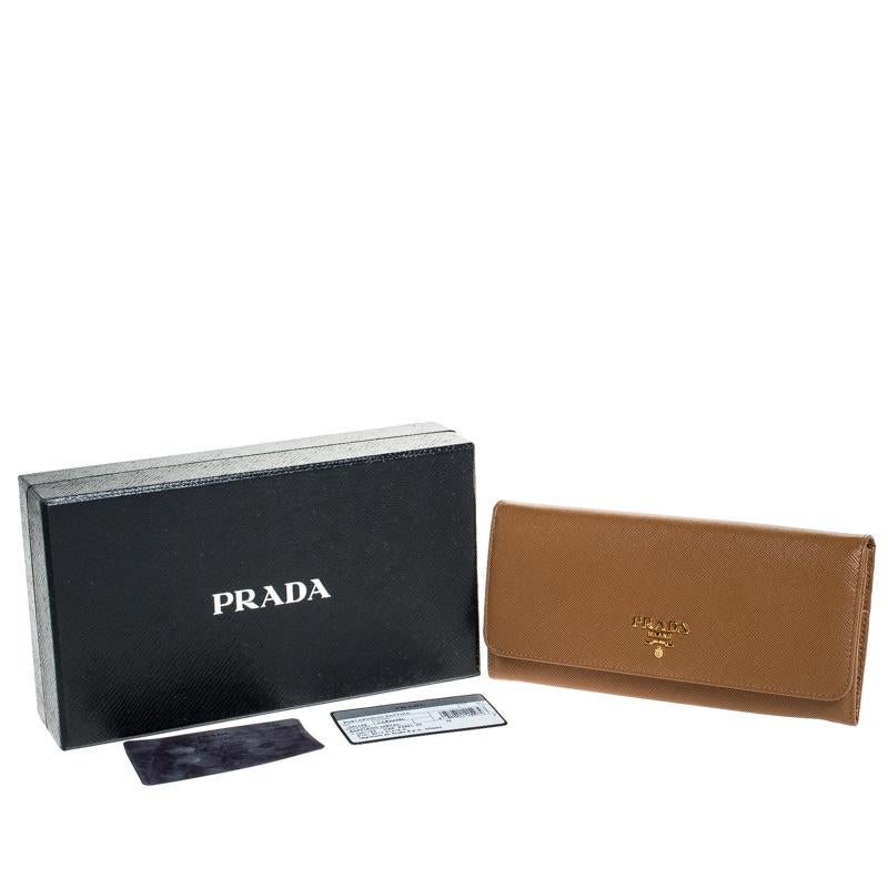 Prada Brown Saffiano Leather Flap Continental Wallet 5
