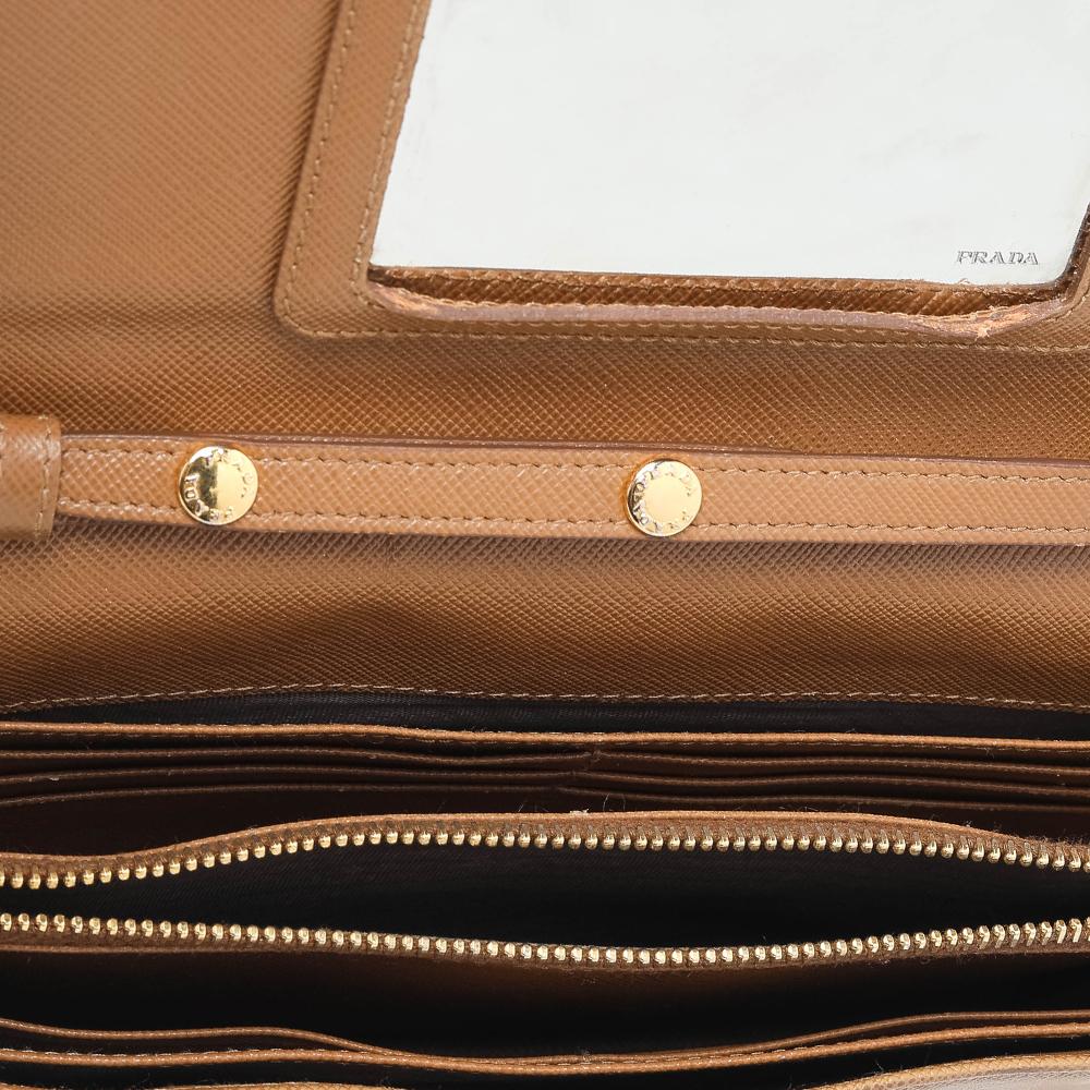 Prada Brown Saffiano Leather Flap Shoulder Bag 6