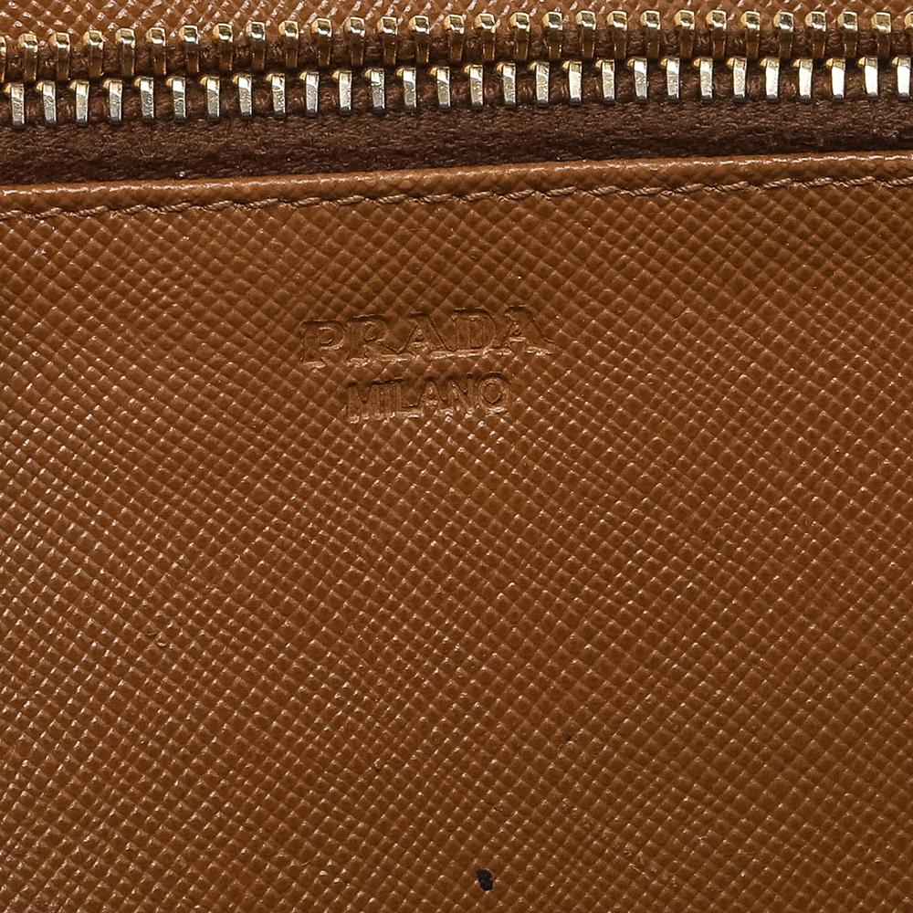Prada Brown Saffiano Leather Flap Shoulder Bag 3