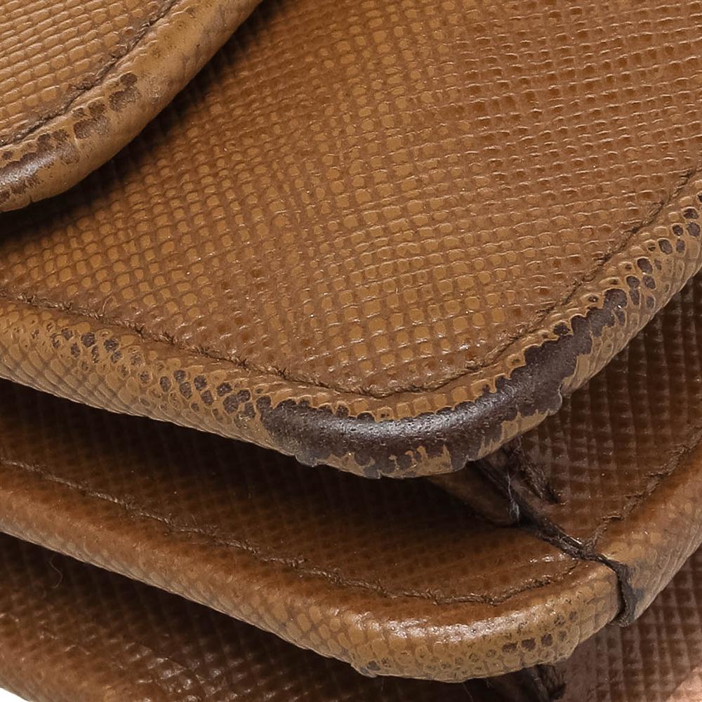 Prada Brown Saffiano Leather Flap Shoulder Bag 5