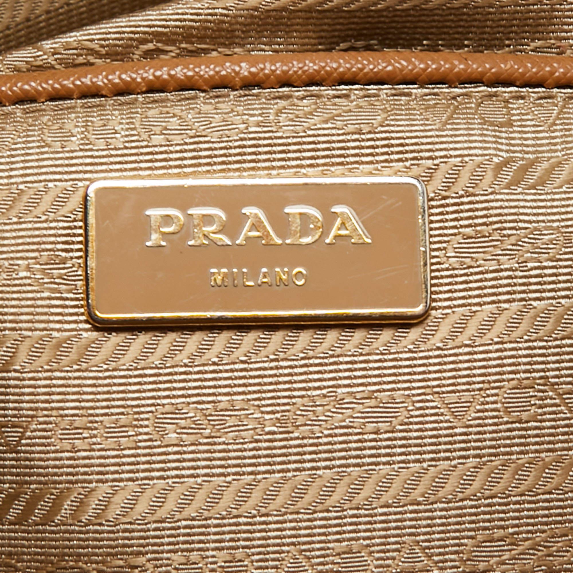 Prada Brown Saffiano Leather Large Double Zip Tote 10