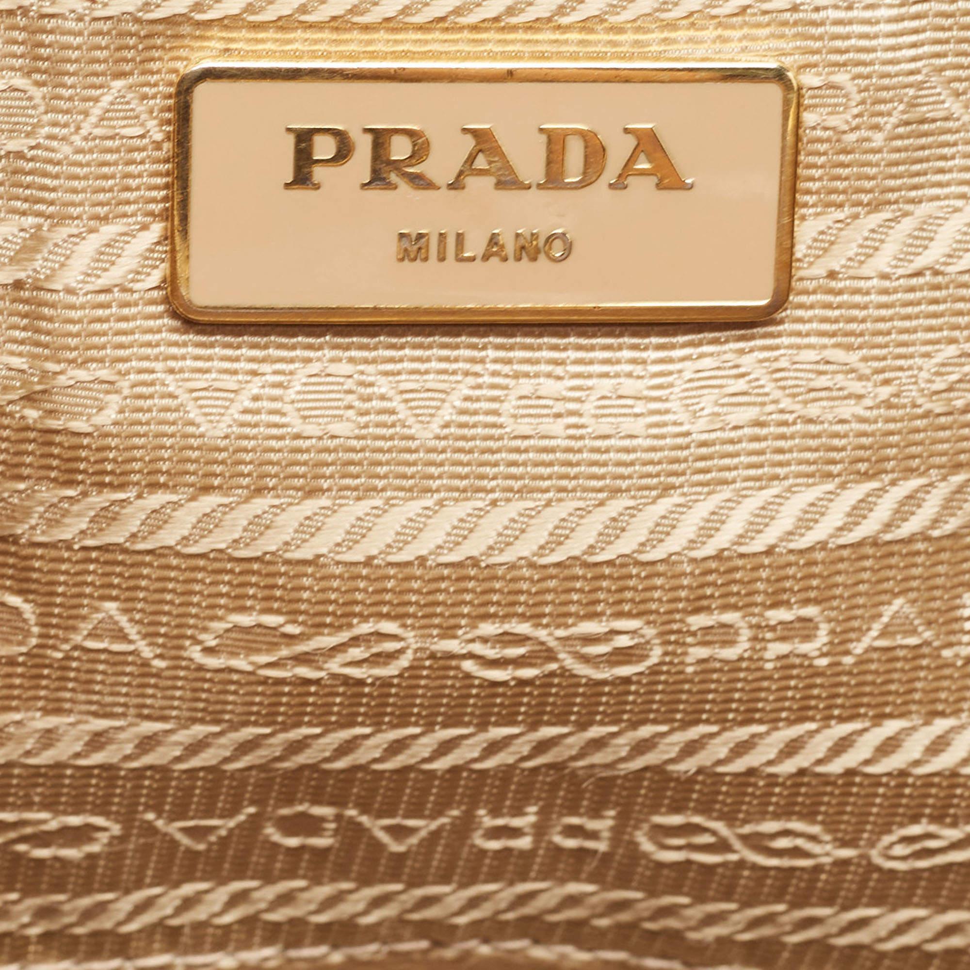 Prada Brown Saffiano Leather Large Double Zip Tote For Sale 5